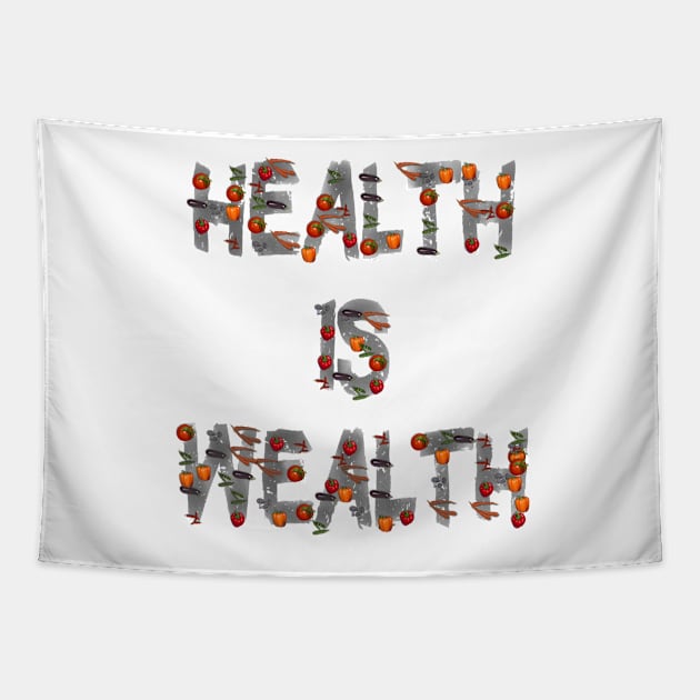 Health is Wealth Healthy Foodies Eating Tapestry by PlanetMonkey