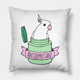 Antidepressant white cockatiel Pillow