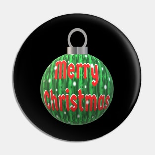 Christmas Tree Ornament with Merry Christmas, Falling Snow, and Red and White Letters Pin