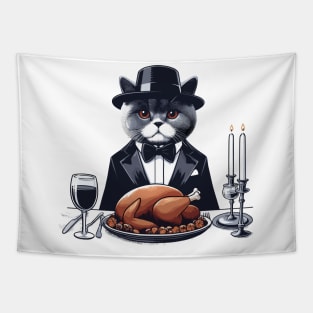 British Shorthair Cat Thanksgiving Tapestry