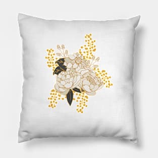 White + Gold Florals Pillow