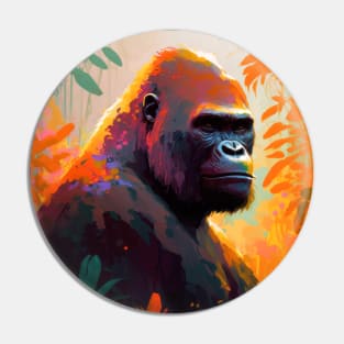 Gorilla Ape Animal Portrait Painting Wildlife Outdoors Adventure Pin