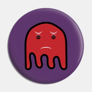 Red unhappy ghost Pin