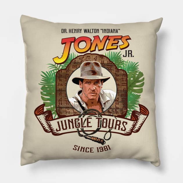 Dr. Jones Jungle Tours Pillow by Alema Art