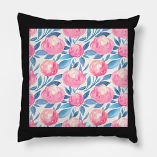Bold Pink Watercolor Floral Pillow