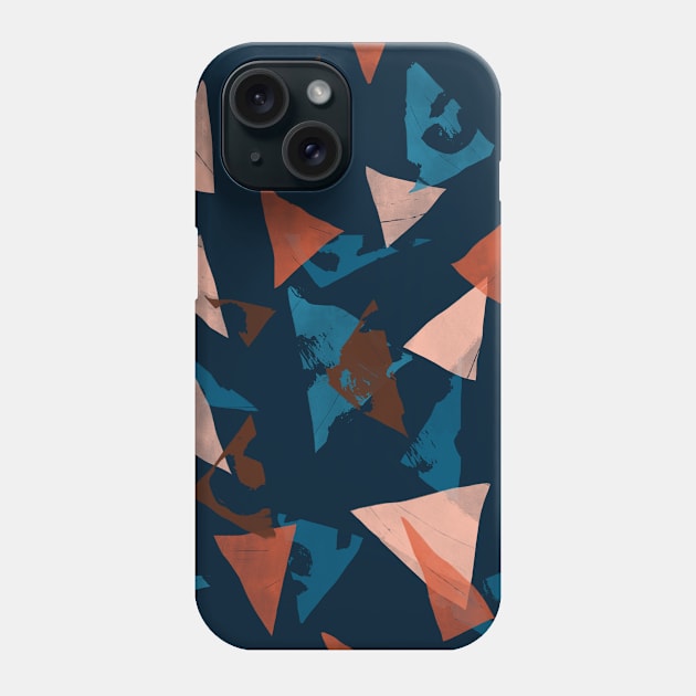 Navy Textured Triangles Phone Case by Carolina Díaz