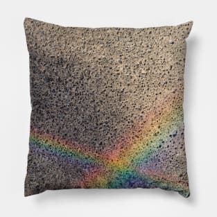 Artificial created rainbow cast onto concrete textured surface Pillow