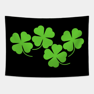 Four Leaf Lucky Clover Shamrock with Black Background Tapestry