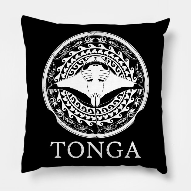 Giant Manta Ray Tonga Pride Pillow by NicGrayTees