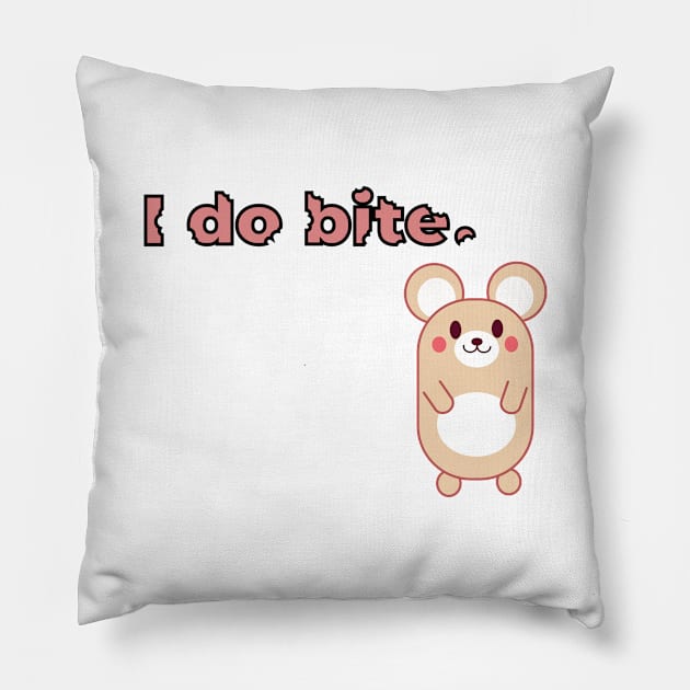 I do bite. cute 2 (Black frame) Pillow by brainfog