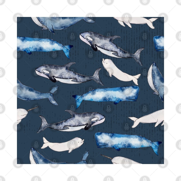 Watercolor Whales Pattern by Harpleydesign