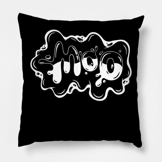 Moo Cow, Milky Typography Pillow by ForAnyoneWhoCares