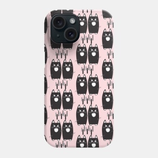 Black cats pattern. Funny Gifts & Clothing Collection with Cute black cats animals, Black Lovely Little Kittens pattern, trendy event decoration. Love, Birthday party, Baby shower Anniversary Phone Case