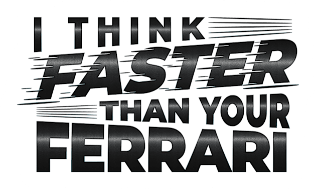 I THINK FASTER THAN YOUR FERRARI | TYPOGRAPHY STICKER DESIGN Kids T-Shirt by Maher Xaka