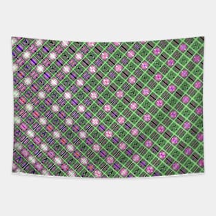 Pink & Green Tiles Tapestry