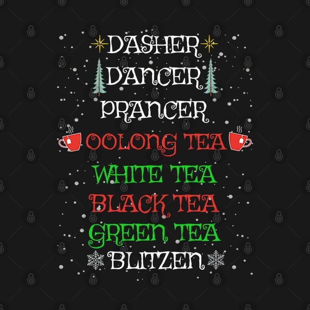 Funny Christmas Reindeer Oolong Tea White Tea Black Tea Green Tea Lover by egcreations