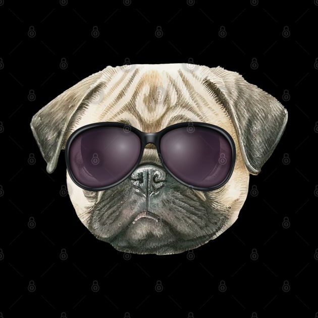 Funny pug, Cute french bulldog with glasses by Arabic calligraphy Gift 