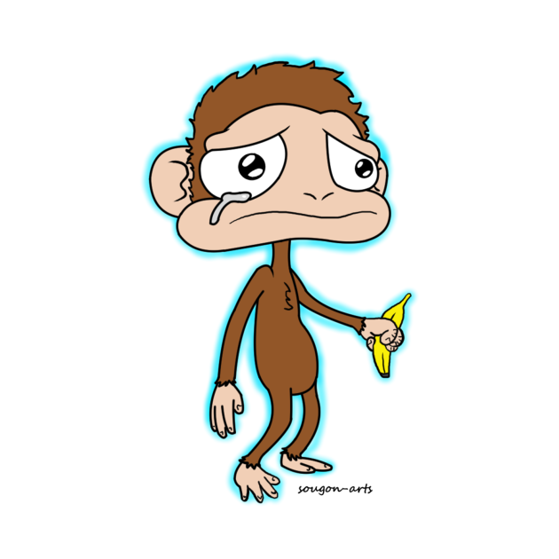 Sad Monkey - Monkey - T-Shirt | TeePublic