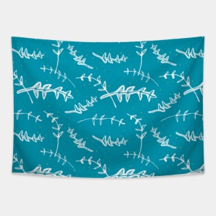 Botanical-Pattern, set, , sky blue white 1, botanic, nature, botanical, floral, flowers, floral-pattern, leaves, plants, minimalist, garden, jungle, leaf, exotic, tropical, flower, boho, cacti, succulent, digital, graphic-design, pattern, Tapestry