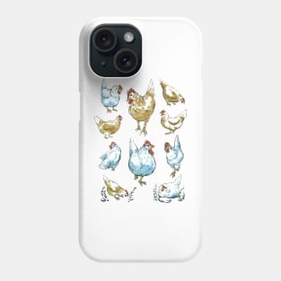 Chickens Hens Cute Hand Drawn Marker Repeating Pattern Phone Case