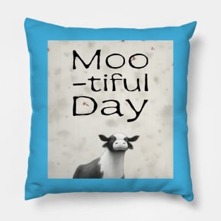 Cow Moo-tiful Day Cartoon Pillow