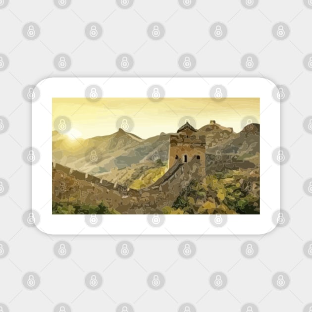 Great Wall of China Abstract Painting Magnet by gktb