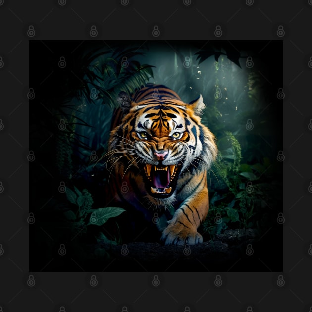 Growling Tiger coming out of the Dark Jungle by CoolCarVideos