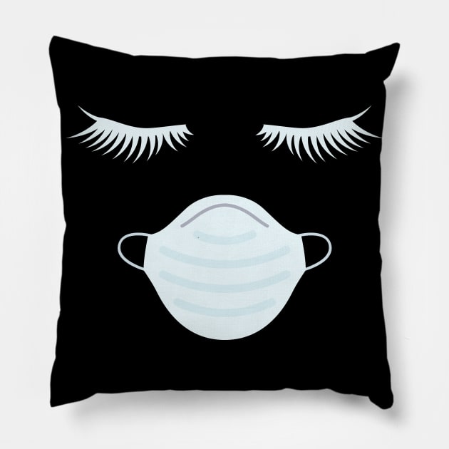 eyelashes with facemask shirt-eyelash shirt-eyelashes-facemask Pillow by wiixyou