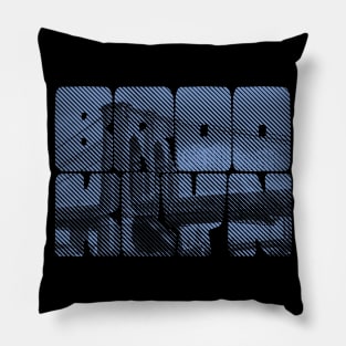 Brooklyn Bridge Spellout Blue Diagonal Line Pillow