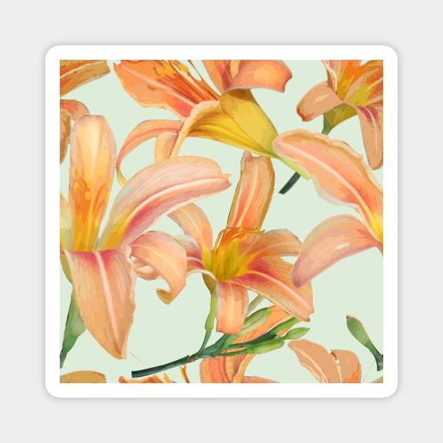 Tiger Lilies on Pale Green Magnet by ArtticArlo