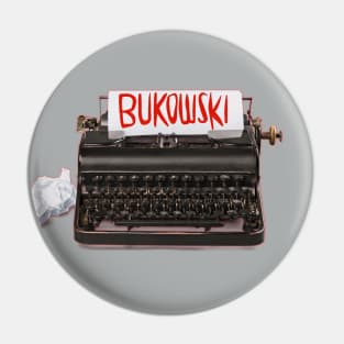 Typewriter Bukowski, Gift for Writer Pin