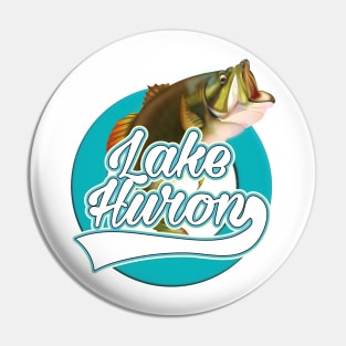 Lake Huron USA fishing logo Pin