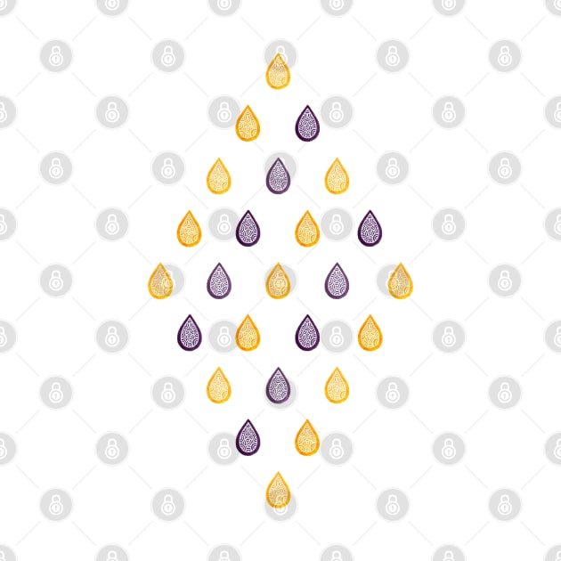 Yellow and purple raindrops pattern by Savousepate