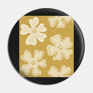 Pattern of button flowers on satin sheen gold Pin