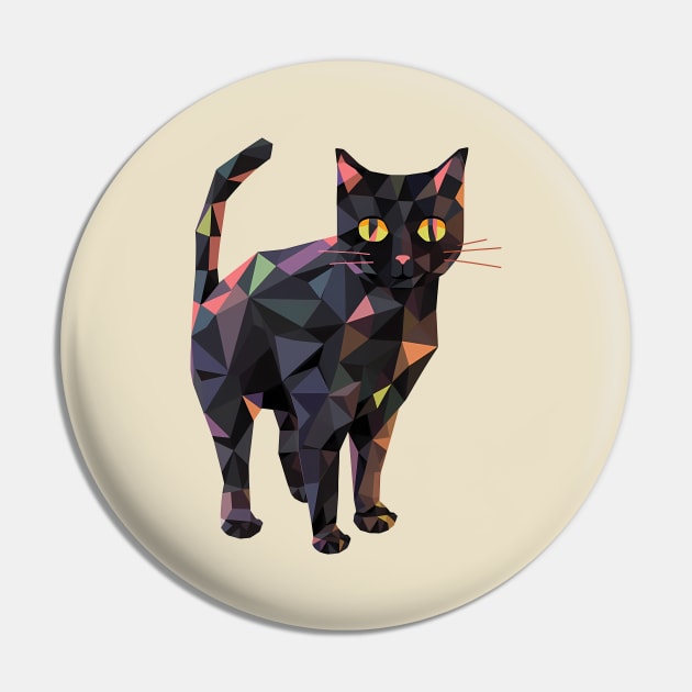 Black Halloween Polygon Kool Kat Pin by Lunatic Bear