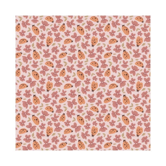 Floral Ladybird Spring Ladybug Pattern by sziszigraphics