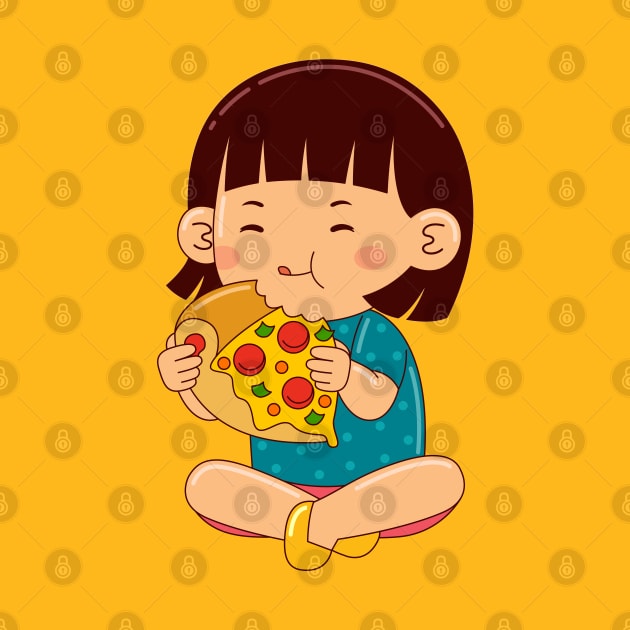 girl kids eating pizza by MEDZ