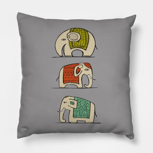 Colorful Elephants Pillow by RioDesign2020