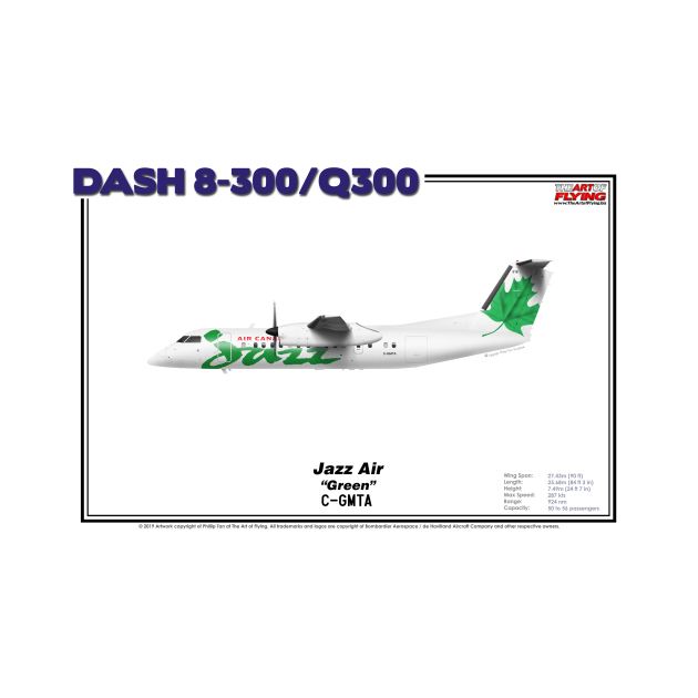 DeHavilland Canada Dash 8-300/Q300 - Jazz Air "Green" (Art Print) by TheArtofFlying