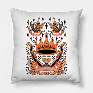 king traditional tattoo flash Pillow