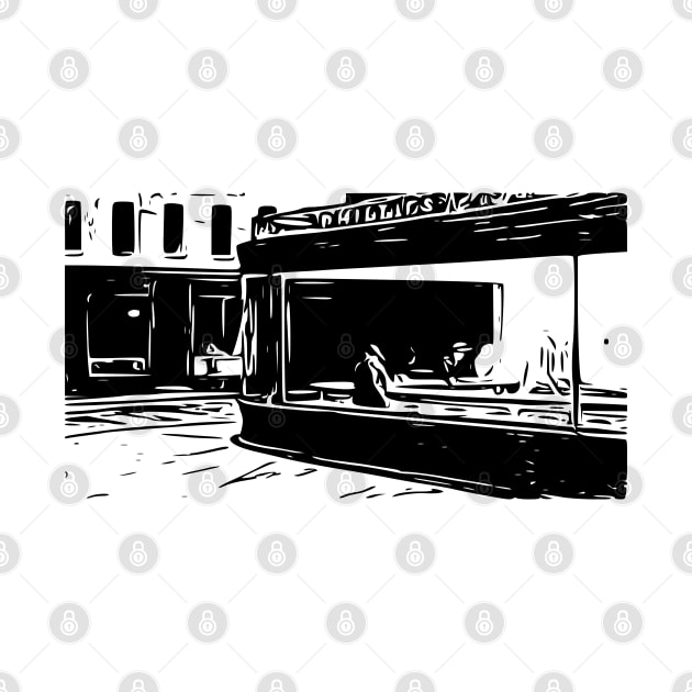 Nighthawks | Edward Hopper | 1942 | Line art by Classical