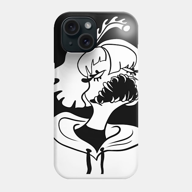 Sea Creature Girl (black and white) Phone Case by Mqed