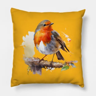Robin Bird Watercolor 5.0 Pillow
