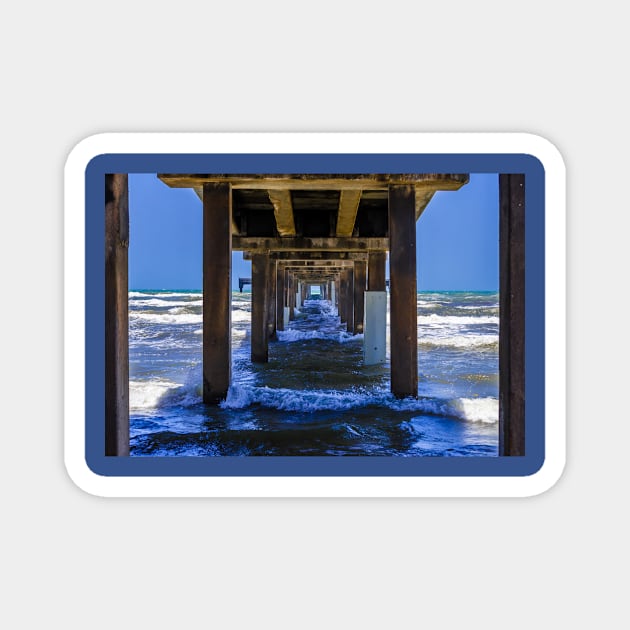 Underneath Bob Hall Pier - Padre Island Magnet by Debra Martz