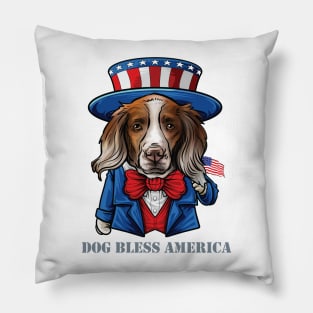 Brittany Spaniel Dog Bless America Pillow