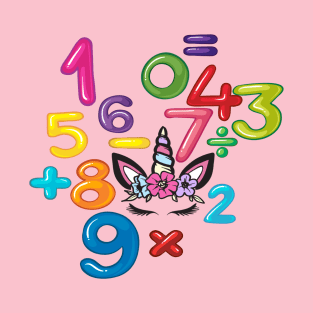 unicorn Number day kids costume Numbers Math day calculator funny T-Shirt
