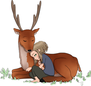 Girl and Deer Magnet