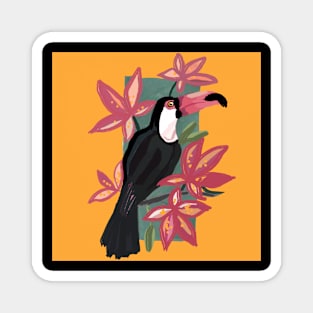 Pink toucan bird with background Magnet