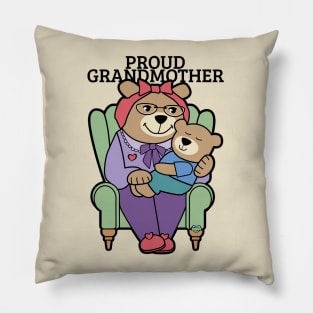 Proud Grandmother Bear with Child Pillow