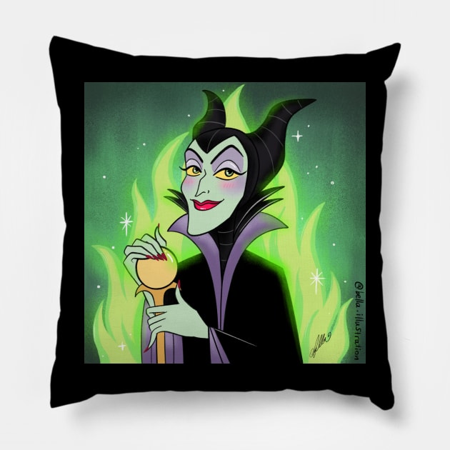 Green Villain Pillow by Bella Illustration 